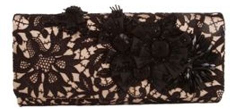Oscar De La Renta Embroidered Lace Roll Clutch in Black - Lyst