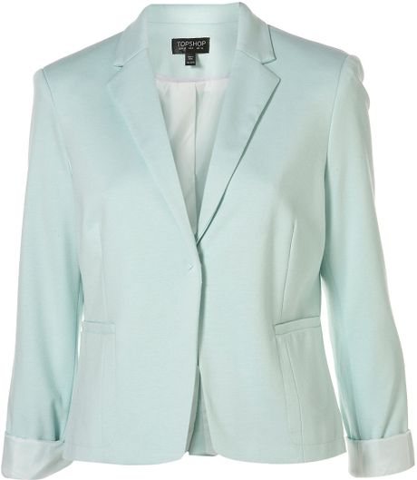 Topshop Ponte Shrunken Blazer in Green (mint) - Lyst