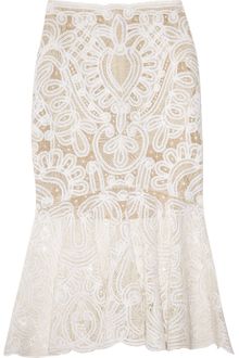 Alexander McQueen Crochet-embroidered Silk-organza Skirt - Lyst