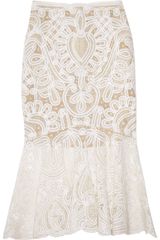 Alexander McQueen Crochet-embroidered Silk-organza Skirt