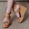 Chloé Lasercut Leather Wedge Shoes in Beige (camel) - Lyst