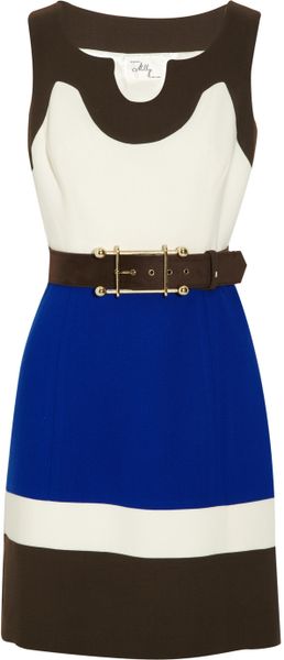 Milly Imara Colorblock Crepe Dress in Blue (chocolate) - Lyst