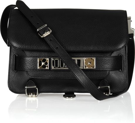Proenza Schouler Classic Texturedleather Shoulder Bag in Black - Lyst