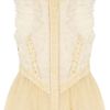 Roberto Cavalli Silkchiffon and Broderie Anglaise Cotton Top in Beige (cream) - Lyst