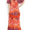 Roberto Cavalli Printed Silkchiffon Kaftan Gown in Red (tomato) - Lyst