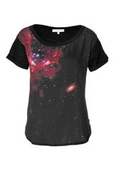Sandro Black Orbit Print Linen Toisé Top