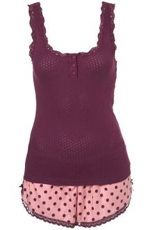 Topshop Polka Lace Trim Shorts and Vest - Lyst