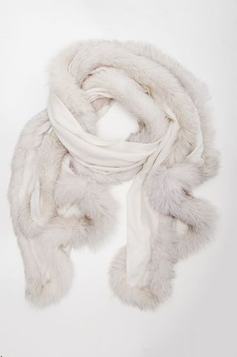 Hayley Menzies Chelsea Lightweight Cashmere and Fur Cream Scarf - Lyst