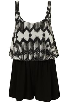 Topshop Black Aztec Playsuit - Lyst