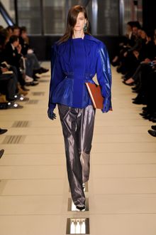 Balenciaga Fall 2012 Parachute Fabric Wide Leg Pleated Front Jumpsuit In Silver Grey  - Lyst