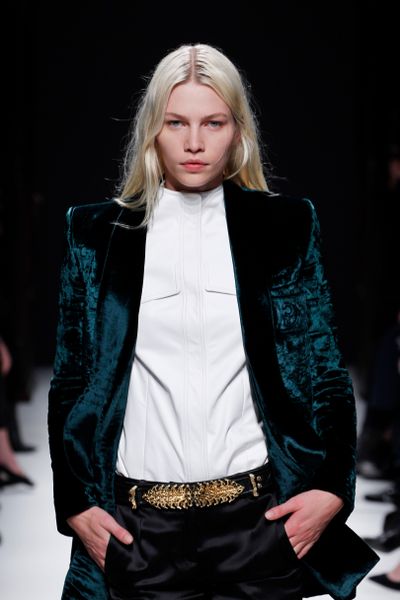 Balmain Fall 2012 Collarless Blouse in White - Lyst