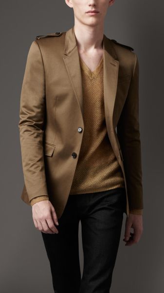 Burberry Stretch Cotton Military Jacket in Brown for Men (military khaki) - Lyst