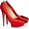 Charlotte Olympia Paloma Fanpleat Satin Pumps in Red - Lyst