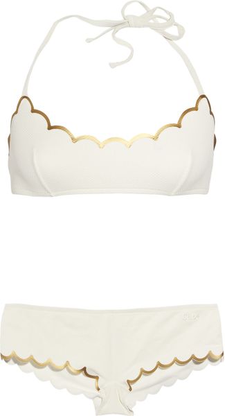 Chloé Scalloped Halterneck Bikini in Beige (white) - Lyst