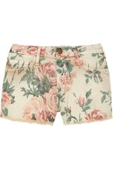 Current/Elliott The Boyfriend Printed Low-rise Denim Shorts
