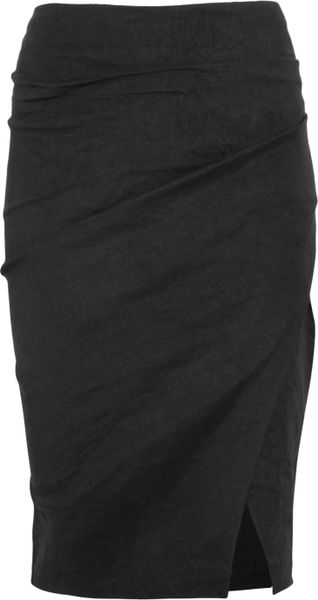 Donna Karan New York Chiseled Scissor Stretch Linenblend Skirt in Black - Lyst