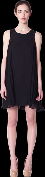 Erin Fetherston Pleated Side Panel Dress in Black - Lyst