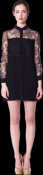 Erin Fetherston Shirtdress with Lace Overlay - Lyst