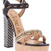 Lanvin Woven Block Heel Sandal in Gold (black) - Lyst