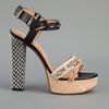 Lanvin Woven Block Heel Sandal in Gold (black) - Lyst