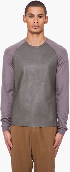 Lanvin Leather Front Sweater - Lyst