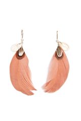 Mango Long Feather and Shell Earrings