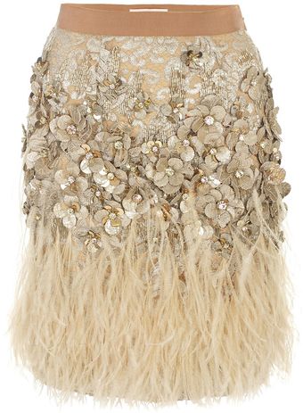 Matthew Williamson Lacquer Lace Feather Skirt - Lyst