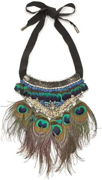 Matthew Williamson Peacock Feather Necklace - Lyst