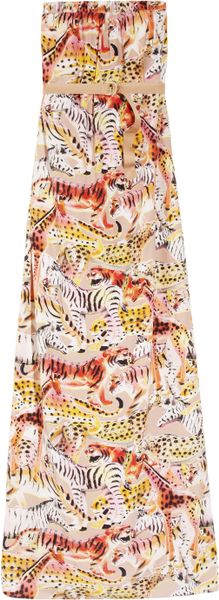 Mulberry Strapless Printed Silk Maxi Dress in Multicolor (multicolored) - Lyst