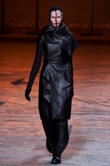 Rick Owens Fall 2012 Asymmetric Collar Leather Coat  - Lyst