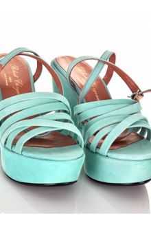 Robert Clergerie Doucia Strap Wedge in Nubuck Pacific - Lyst