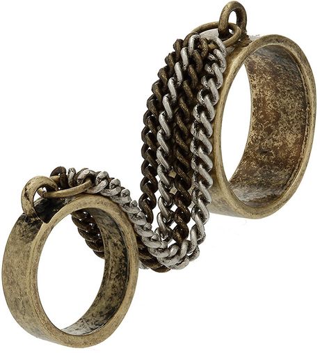 Topman Chain Linked Finger Ring in Gold for Men (grey) - Lyst