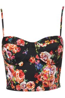Topshop Fluro Floral Print Corset - Lyst
