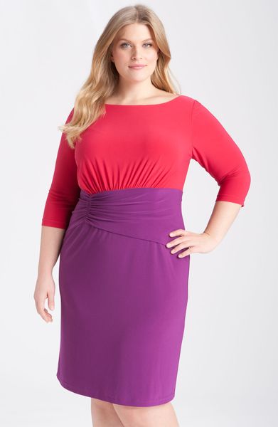 Adrianna Papell Colorblock Jersey Dress in Purple (primrose/iris) - Lyst