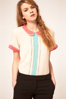 ASOS Collection  Blouse with Colourblock and Faggoting - Lyst