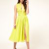 Asos Collection Asos Midi Dress with Split Thigh in Blue (navy) - Lyst