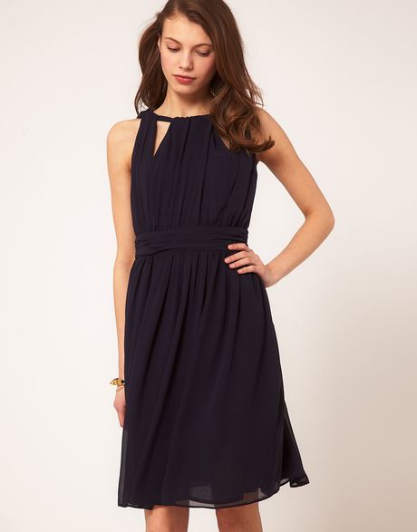 Asos Collection Asos Mini Dress with Grecian Detail in Blue (navy) - Lyst