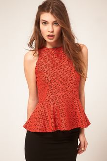 ASOS Collection Asos Peplum Top in Floral Lace - Lyst