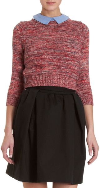 Carven Cropped Sweater in Red - Lyst