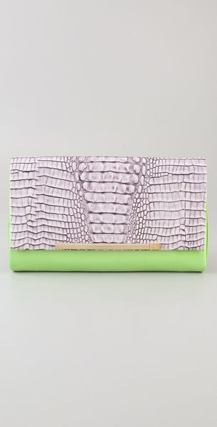 Diane Von Furstenberg Adele Croc Embossed Leather Clutch in Animal (purple) - Lyst