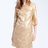 Donna Ricco Sequined Shift Dress in Gold - Lyst