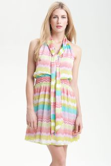 Jessica Simpson Smock Waist Tie Neck Dress - Lyst