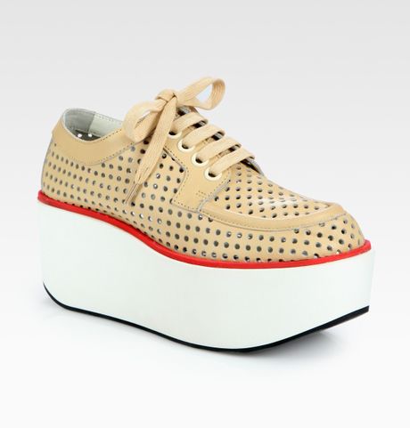jil sander leather platform sneakers