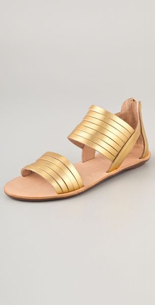 Loeffler Randall Heart Lr Sam Metallic Flat Sandals - Lyst