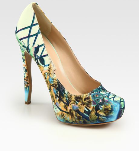 Nicholas Kirkwood Tropical Birdprint Satin Platform Pumps in Multicolor (floral) - Lyst