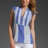 Tibi Tile Stripe Pleated Tunic in Blue/cream Multi in Blue (blue & cream multi) - Lyst