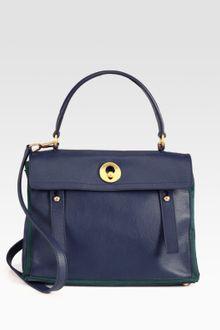 Yves Saint Laurent Ysl Medium Muse Leather & Denim Tote Bag - Lyst