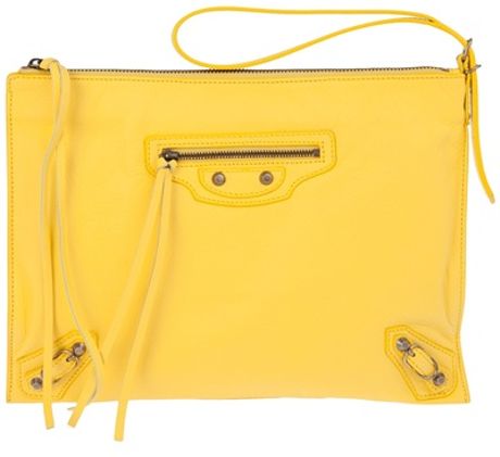Balenciaga Papier Clutch in Yellow - Lyst