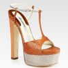 Brian Atwood Snakeskin Colorblock Tstrap Platform Sandals in Brown - Lyst