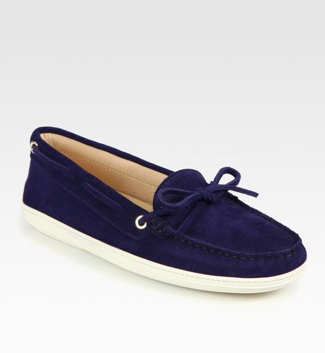 Tod's Marlin Suede Moccasin Loafers in Blue - Lyst
